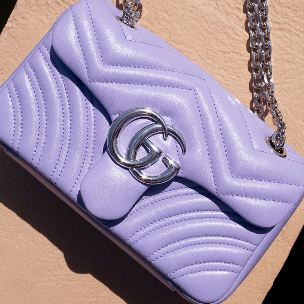 Gucci Light Purple Quilted Chain Shoulder Bag